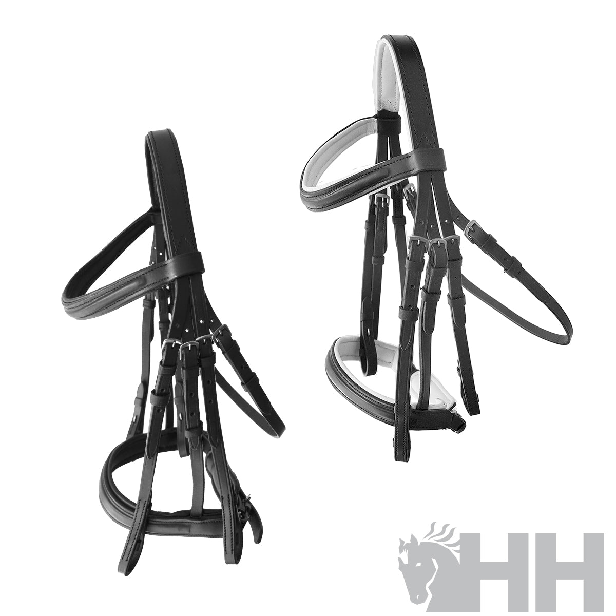 Cabezada Inglesa HH AYRA Doble Rienda - Negro/Blanco - Full
