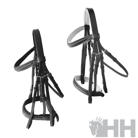 Cabezada Inglesa HH AYRA Doble Rienda - Negro/Blanco - Full