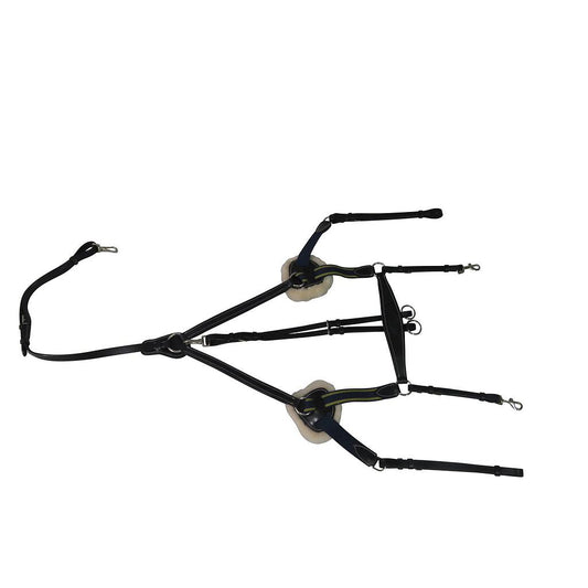 Pechera y Martingala Henri de Rivel de 5 puntos Elastica Con Accesorio Para Correr Color Negro Talla Cob - Cob - Negro