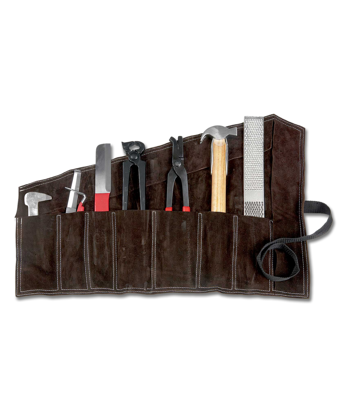 Kit para herrar en bolsa de cuero